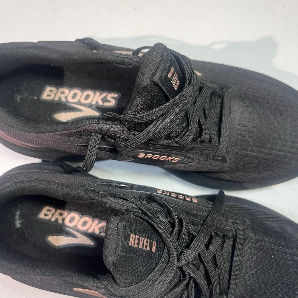 Brooks Revel 8 Shoes Womens Size 8.5Black Rose Gold Running Sneakers 1204561B043
